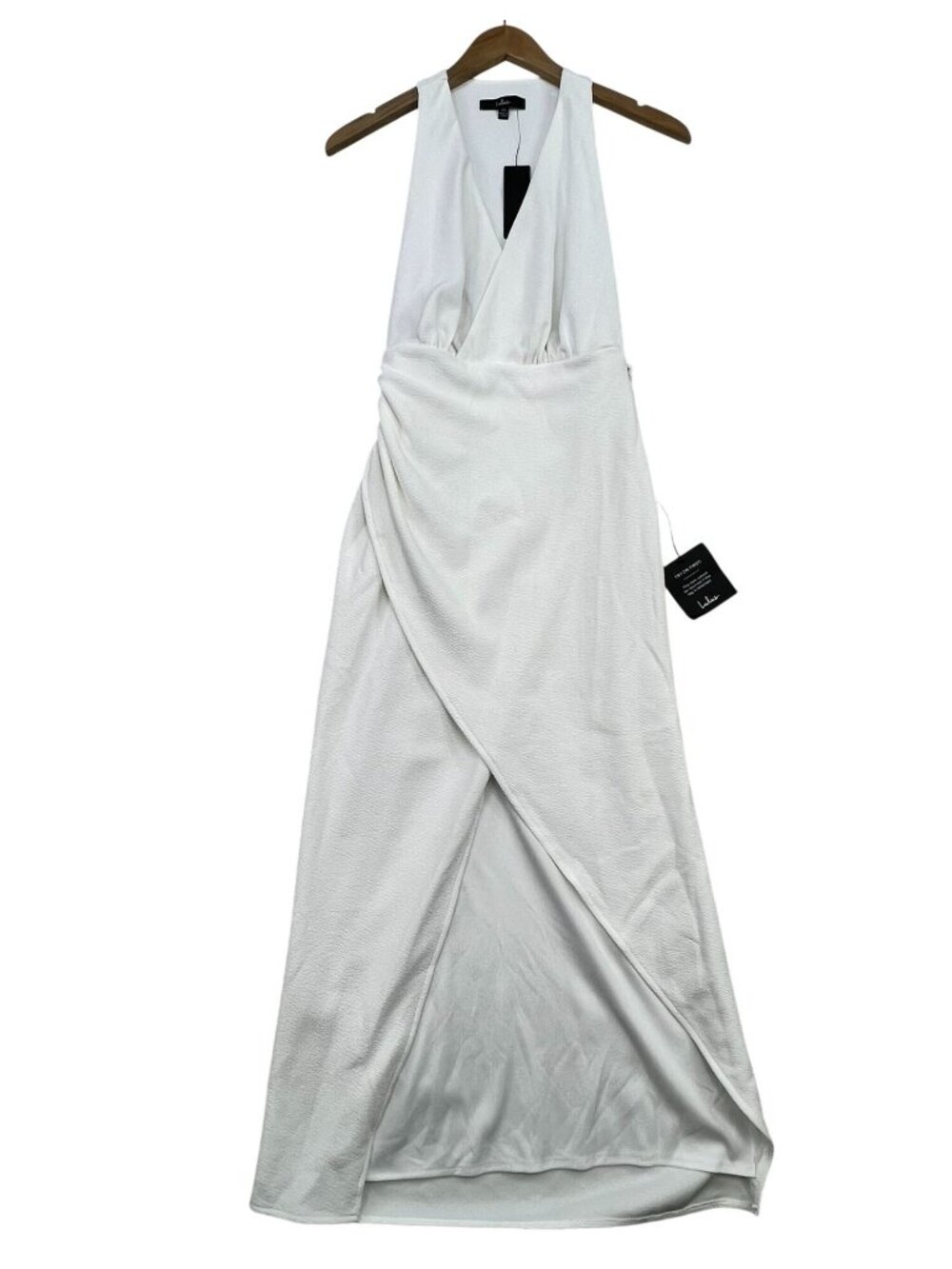 NWT Lulus Womens Raise A Toast White Surplice Midi Dress Size XS Faux Wrap Crepe